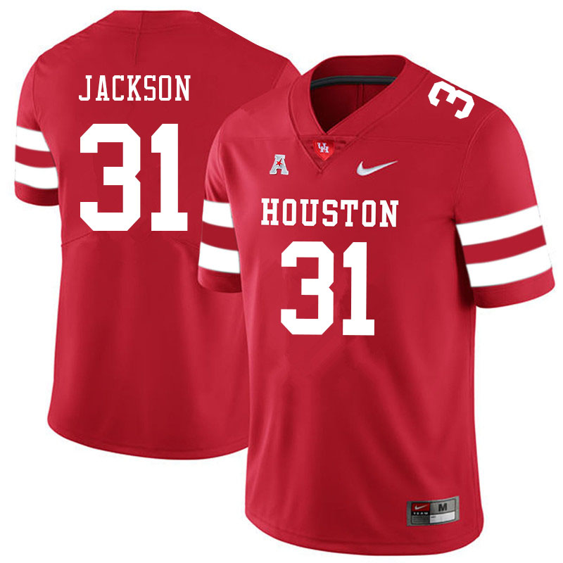 Men #31 Taijon Jackson Houston Cougars College Football Jerseys Sale-Red